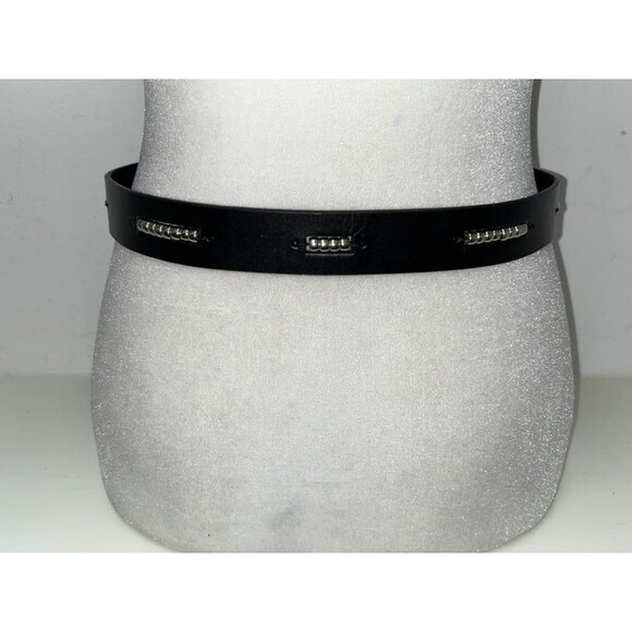 Amiee Lynn VTG Genuine Leather Black Belt w/Beads SZ M Western Boho Chic Gothic main image 4